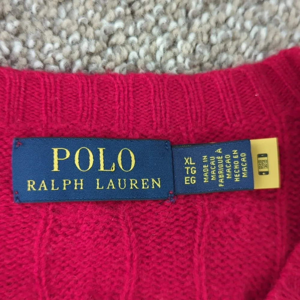Polo Ralph Lauren Red Wool Cable Knit Sweater